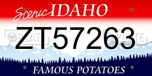 ZT57263 Idaho License Plate