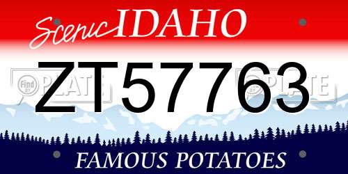 ZT57763 Idaho License Plate