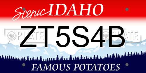 ZT5S4B Idaho License Plate