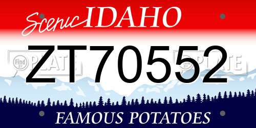 ZT70552 Idaho License Plate