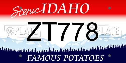 ZT778 Idaho License Plate