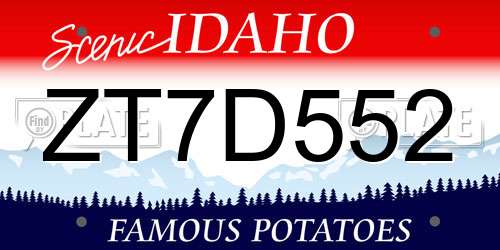 ZT7D552 Idaho License Plate