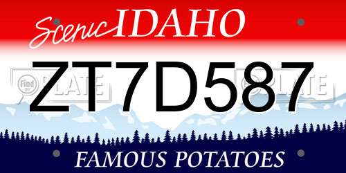 ZT7D587 Idaho License Plate
