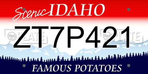 ZT7P421 Idaho License Plate