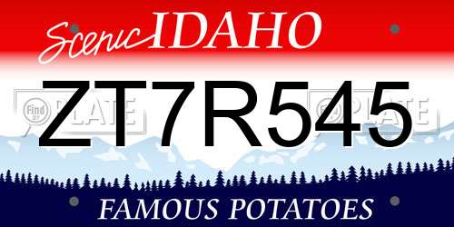 ZT7R545 Idaho License Plate