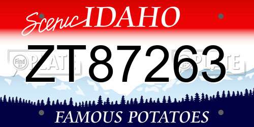 ZT87263 Idaho License Plate