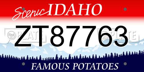 ZT87763 Idaho License Plate