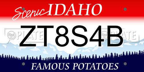 ZT8S4B Idaho License Plate