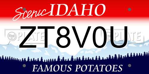 ZT8V0U Idaho License Plate
