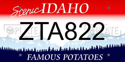 ZTA822 Idaho License Plate