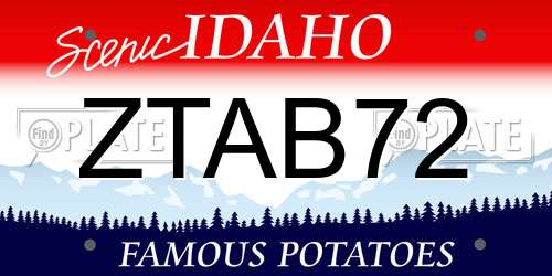 ZTAB72 Idaho License Plate