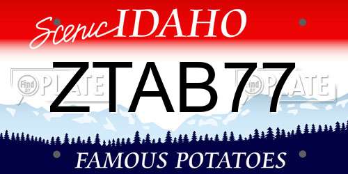 ZTAB77 Idaho License Plate