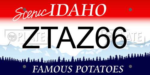 ZTAZ66 Idaho License Plate