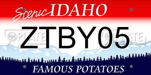 ZTBY05 Idaho License Plate