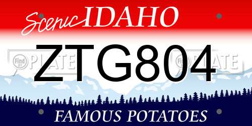 ZTG804 Idaho License Plate