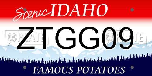 ZTGG09 Idaho License Plate