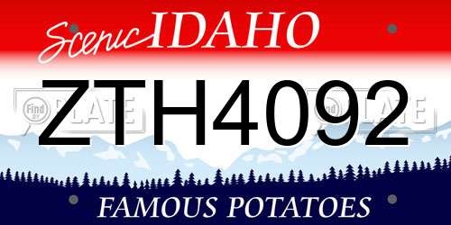 ZTH4092 Idaho License Plate