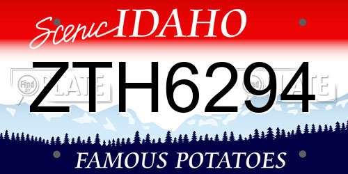 ZTH6294 Idaho License Plate