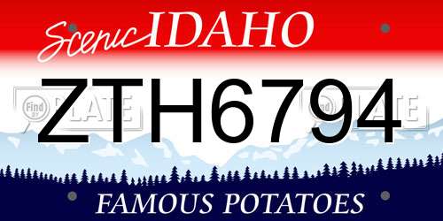 ZTH6794 Idaho License Plate