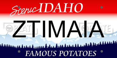 ZTIMAIA Idaho License Plate
