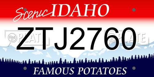 ZTJ2760 Idaho License Plate