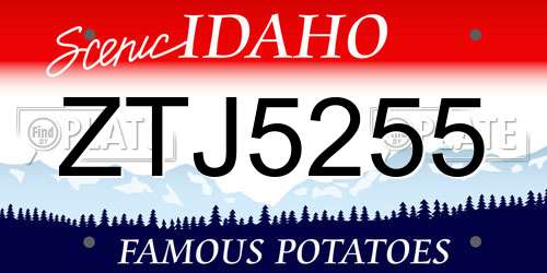 ZTJ5255 Idaho License Plate