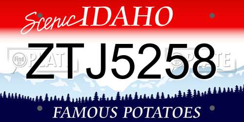 ZTJ5258 Idaho License Plate