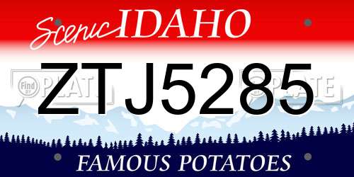 ZTJ5285 Idaho License Plate