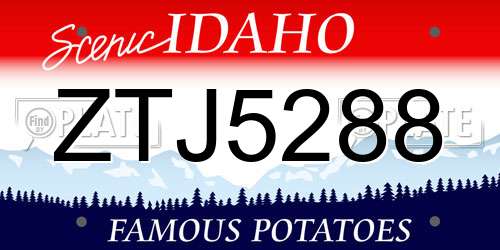 ZTJ5288 Idaho License Plate