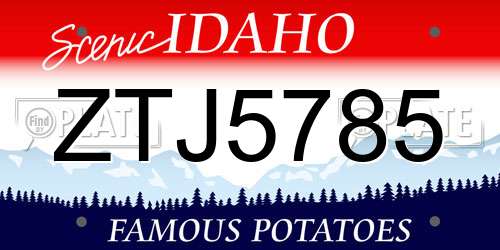 ZTJ5785 Idaho License Plate