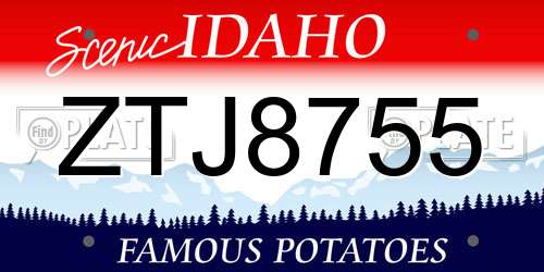 ZTJ8755 Idaho License Plate