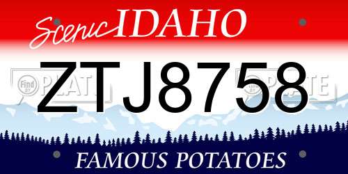 ZTJ8758 Idaho License Plate