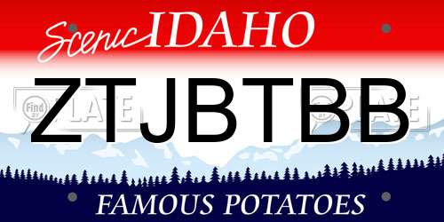 ZTJBTBB Idaho License Plate