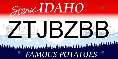 ZTJBZBB Idaho License Plate