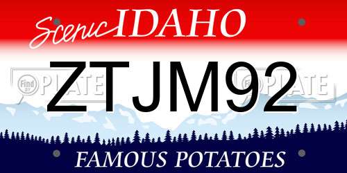 ZTJM92 Idaho License Plate