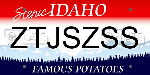 ZTJSZSS Idaho License Plate