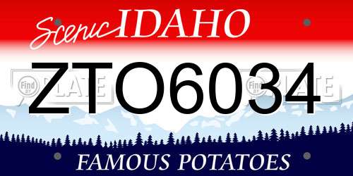 ZTO6034 Idaho License Plate