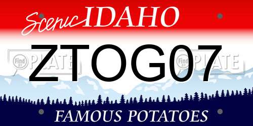 ZTOG07 Idaho License Plate