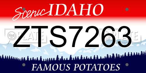 ZTS7263 Idaho License Plate