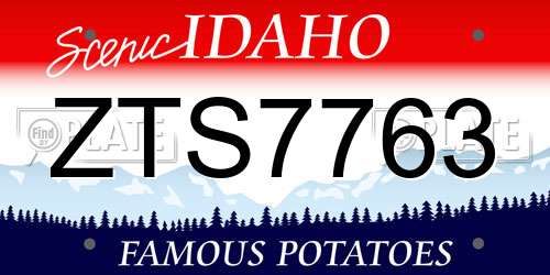 ZTS7763 Idaho License Plate