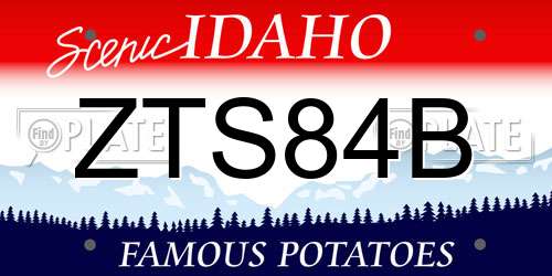 ZTS84B Idaho License Plate