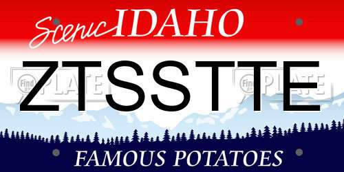 ZTSSTTE Idaho License Plate