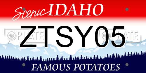 ZTSY05 Idaho License Plate