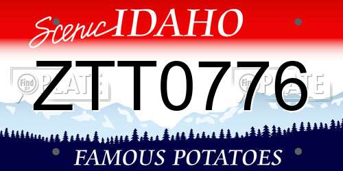 ZTT0776 Idaho License Plate