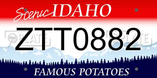 ZTT0882 Idaho License Plate