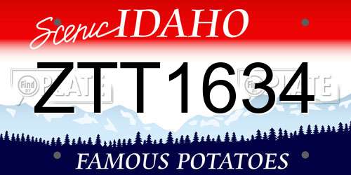 ZTT1634 Idaho License Plate