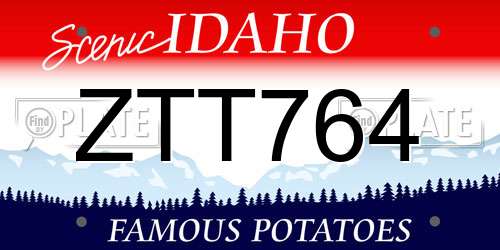 ZTT764 Idaho License Plate