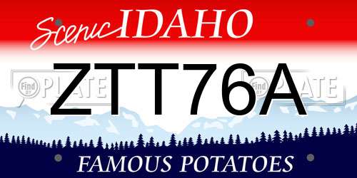 ZTT76A Idaho License Plate