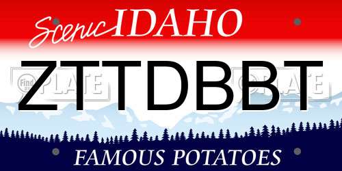 ZTTDBBT Idaho License Plate