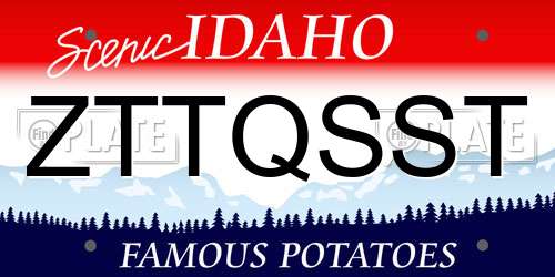 ZTTQSST Idaho License Plate
